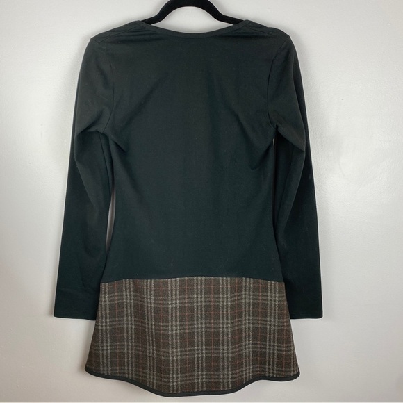 Kollontai Marly Floral Plaid Mixed Print Long Sleeve Tunic Top Medium Black Tan - Picture 8 of 9